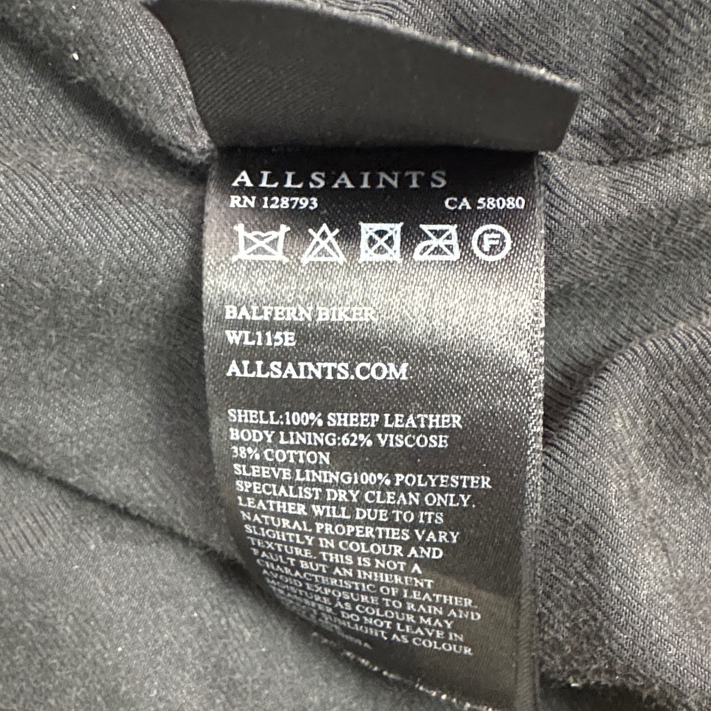 All Saints Balfern Biker Moto Leather Jacket Size 0 - Picture 10 of 16